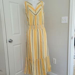 prAna California Dreaming Dress  S NWT Golden Hour Stripes Maxi Organic Cotton